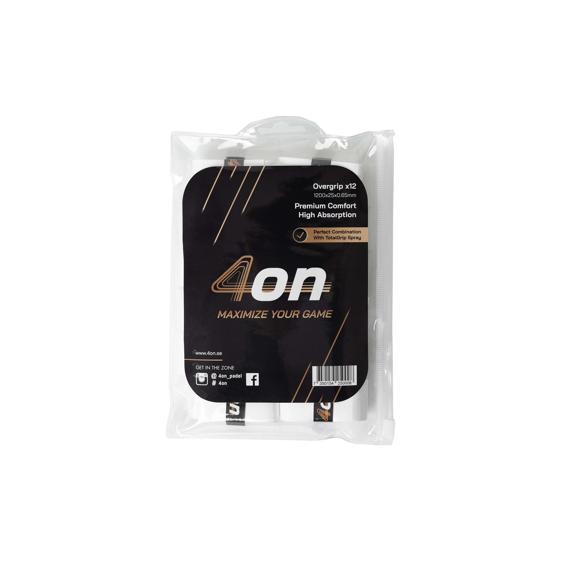 4on Premium Comfort Overgrip - 12-pack soft overgrips for padel with extra cushioning