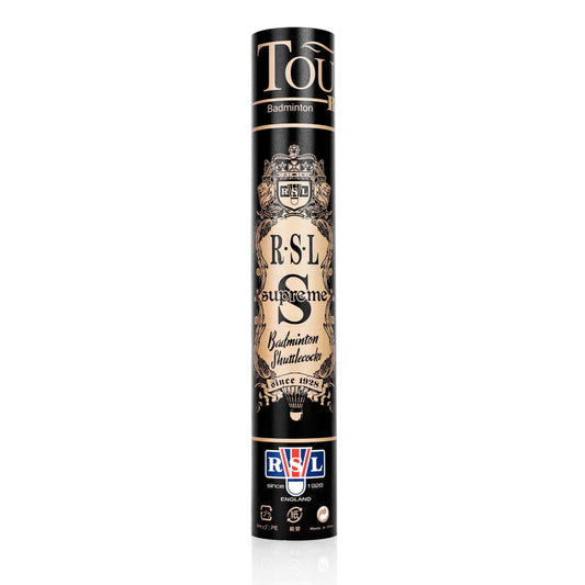 Top-tier goose feather shuttlecocks RSL Supreme for elite badminton tournaments, 12-pack for professional use