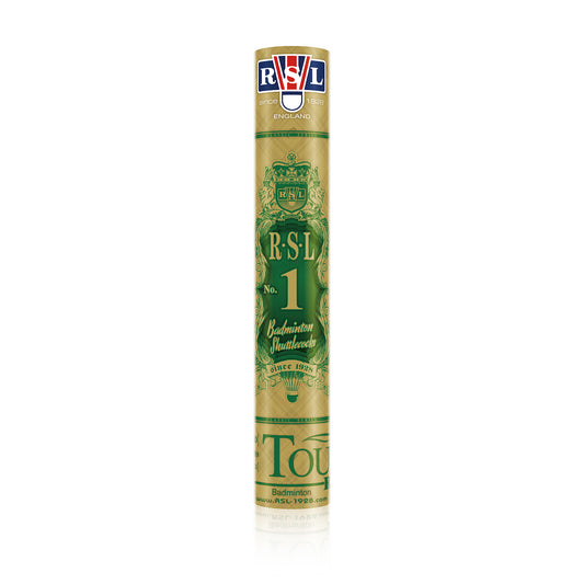 RSL Tourney No.1 duck feather shuttlecocks for professional badminton tournaments, premium 12-pack in original tube