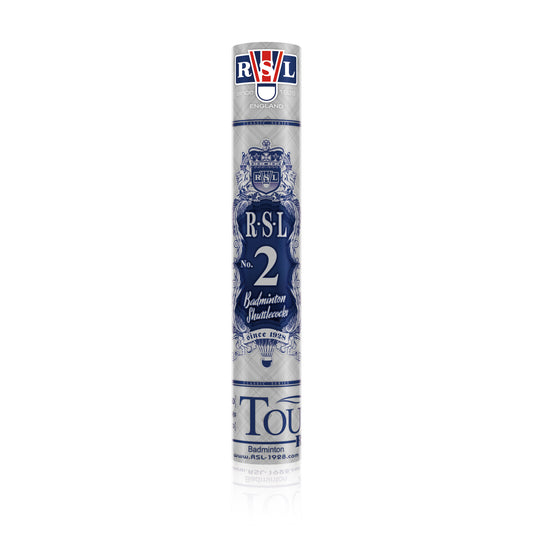 High-quality duck feather shuttlecocks RSL Tourney No.2 for advanced badminton players, 12-pack tube for competitive use