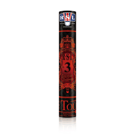 Durable  duck feather shuttlecocks RSL Tourney No.3 for club training and competition-level badminton, tube of 12