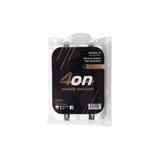 4on Premium Comfort Overgrip - 12-pack soft overgrips for padel with extra cushioning